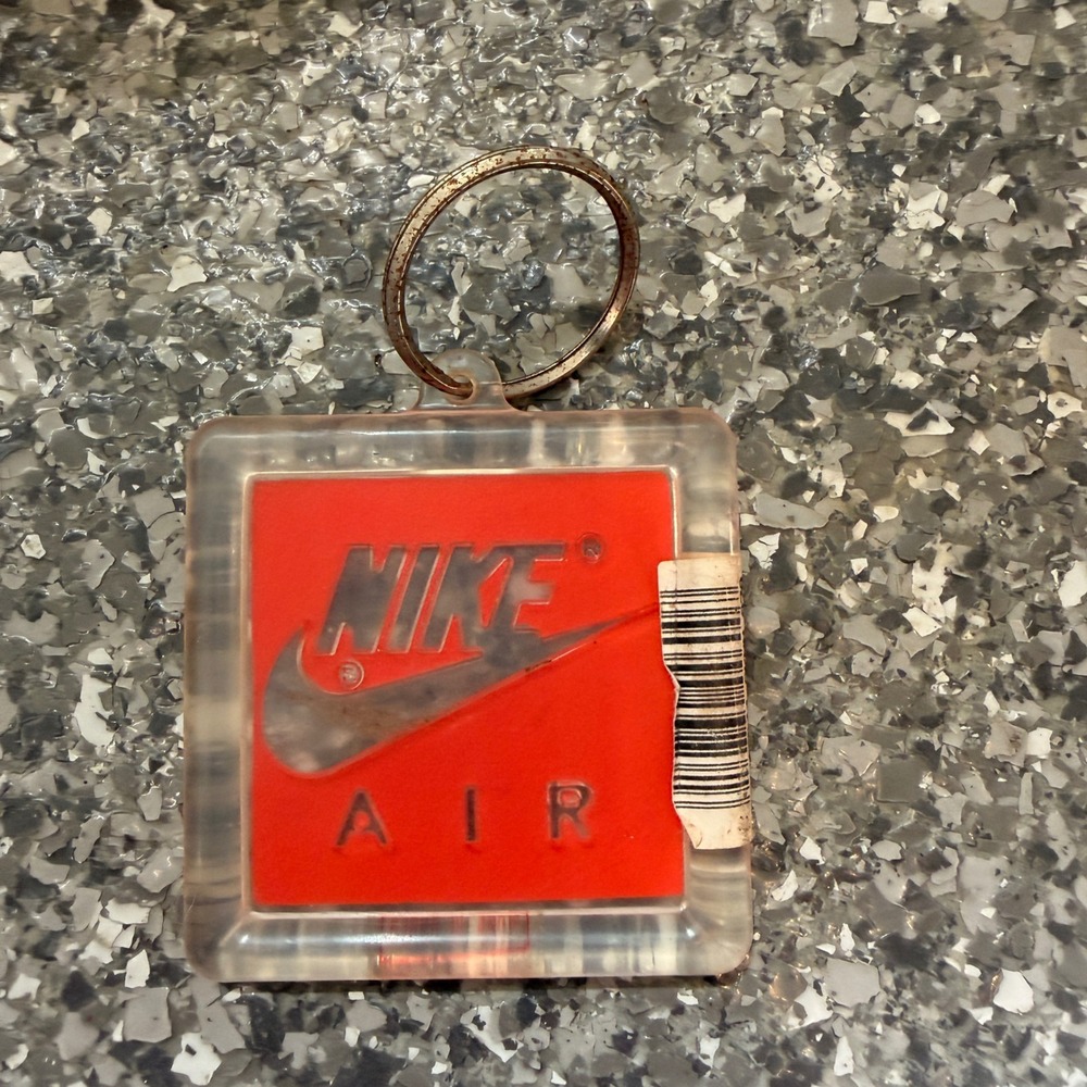 Vintage Nike Air Keychain Red Silver Square Logo Retro Sneaker Fob Accessory